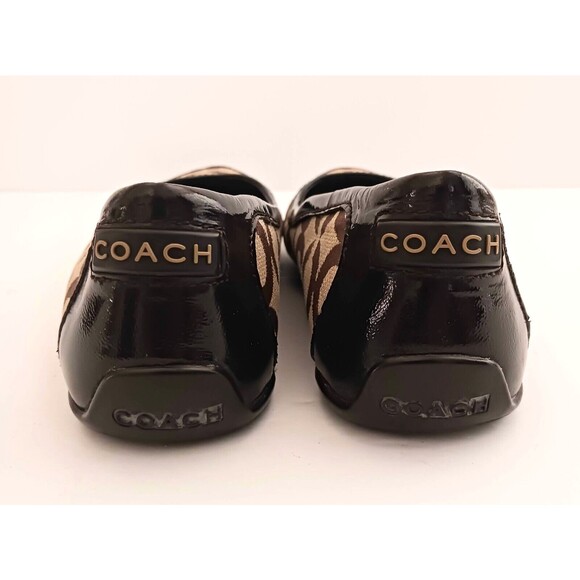Coach Callie Ballet Flat Brown C Jacquard Blk Patent Toe/Heel Rubber Sole Sz 6.5 - Picture 7 of 10